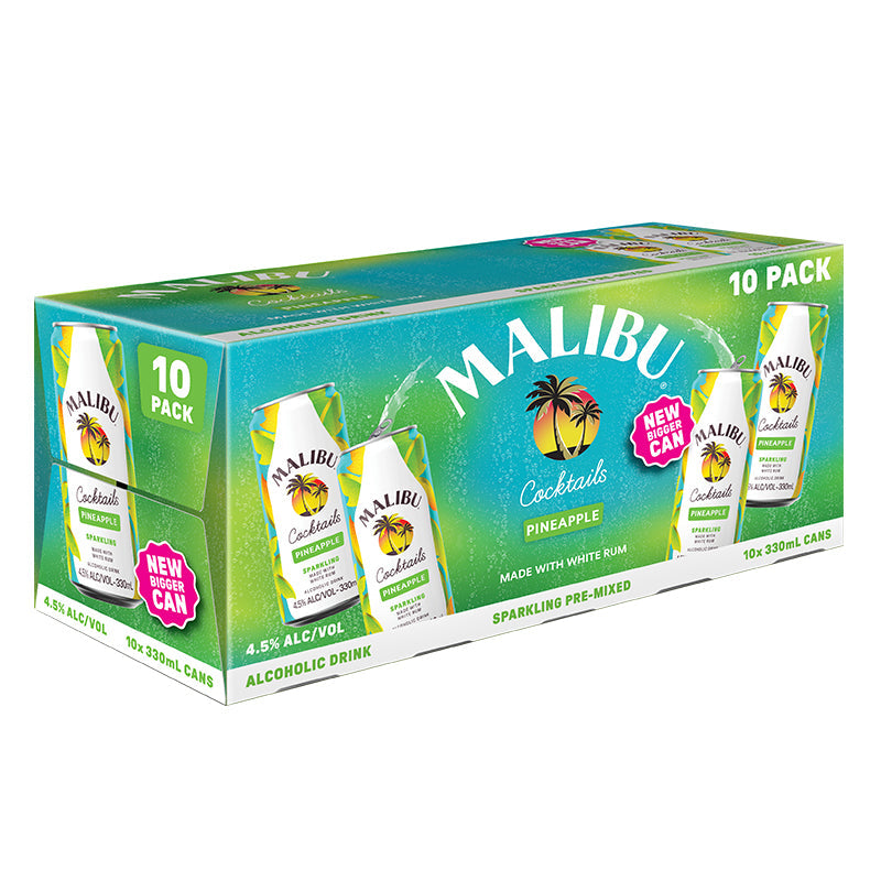 Malibu Cocktails Pineapple 4.5% 330ml 10pk Cans