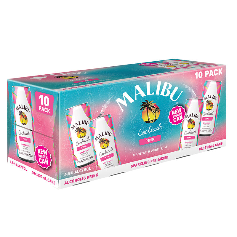 Malibu Cocktails Pink 4.5% 330ml 10pk Cans