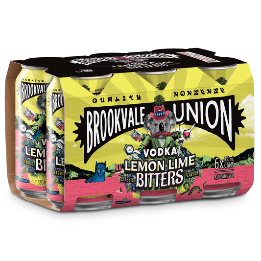 Brookvale Union Vodka Lemon Lime & Bitters 6 Pack Cans