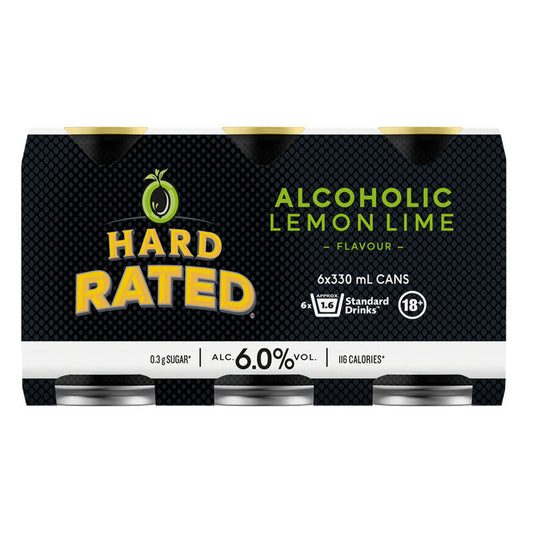 Hard Rated Alcoholic Lemon Lime cans 6pk