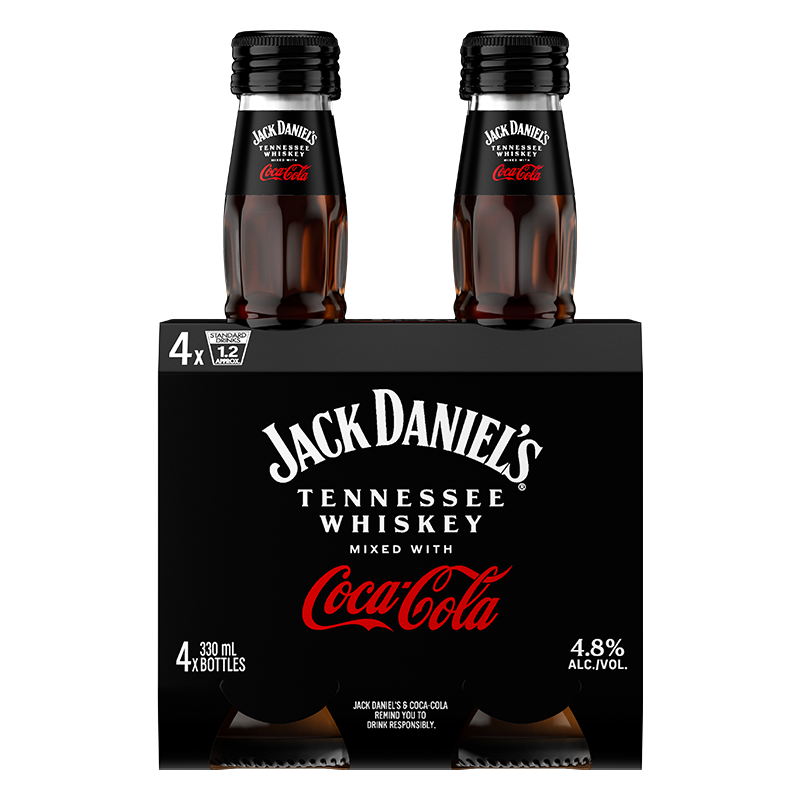 Jack Daniel's and Coca-Cola 4.8% 330ml 4pk Bottles