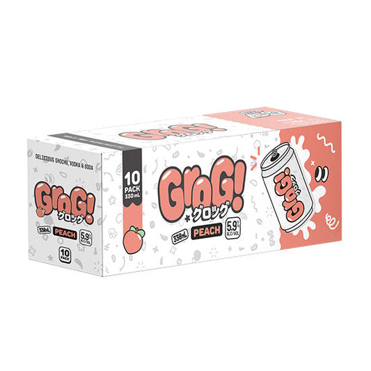 Grog Peach 5.9% 10 Pack 330ml Cans