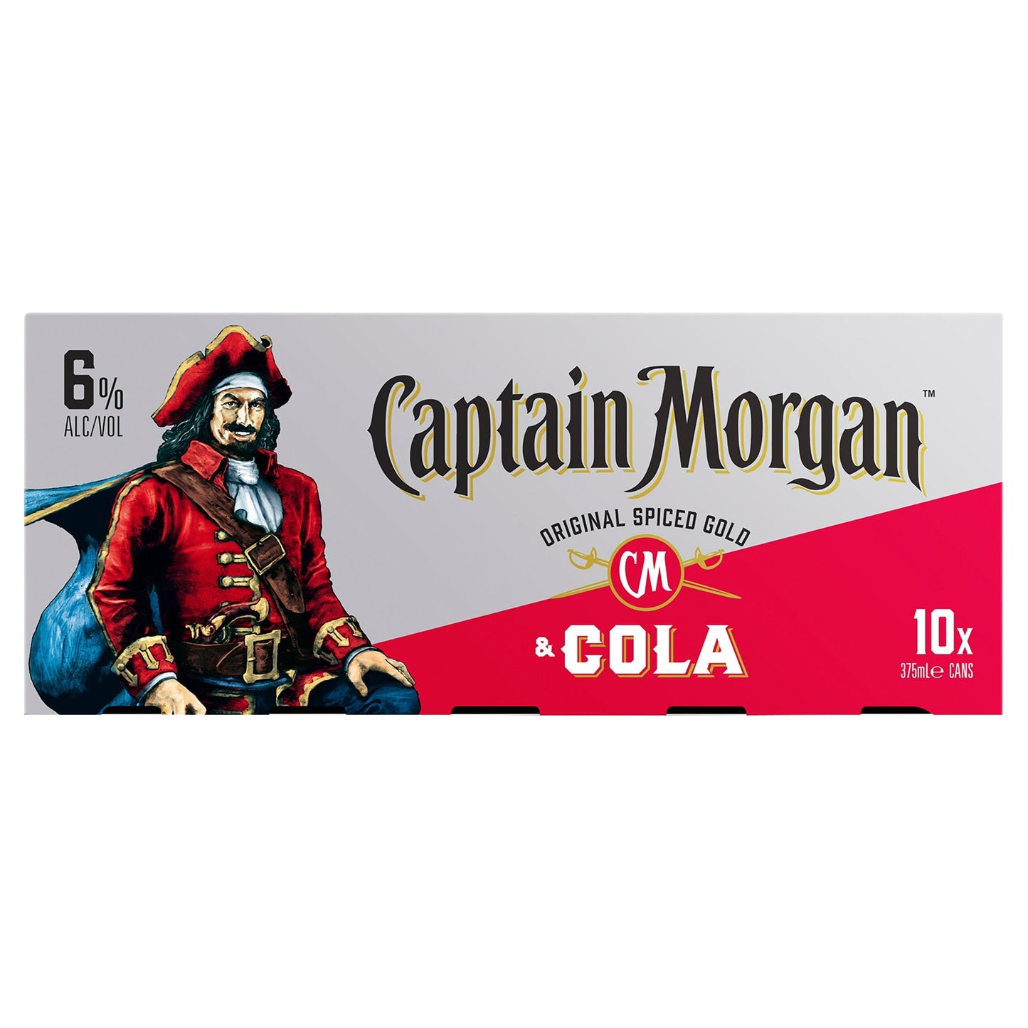 CAPTAIN MORGAN ORIGINAL SPICED & COLA 6% 10 PACK CAN 375ML