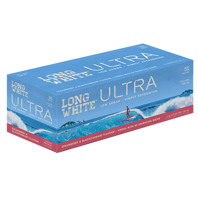 Long White ULTRA Strawberry & Blackcurrant 10pk 320ml Cans